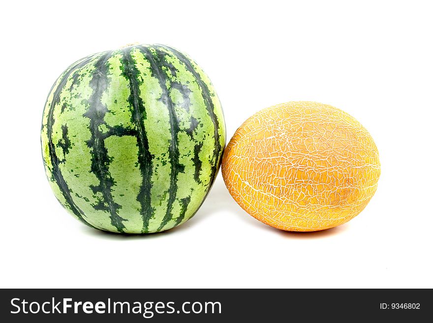 Water-melon and melon isolated on a white background