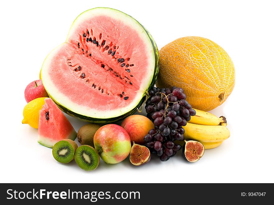 Fresh fruits  isolated on a white background