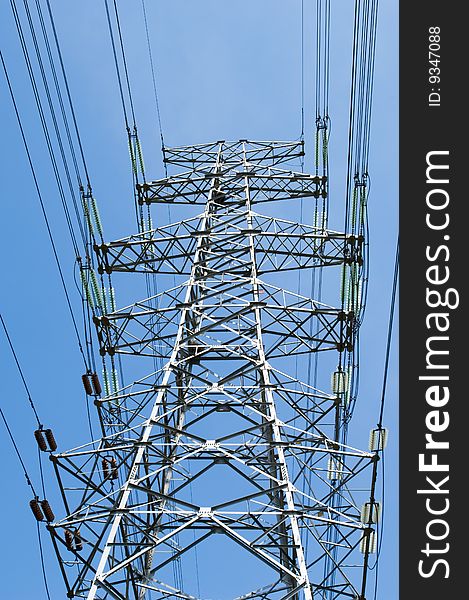 High voltage power transmission tower. High voltage power transmission tower.