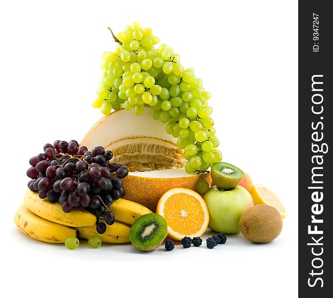 Fresh fruits  isolated on a white background