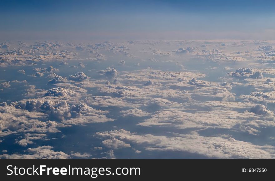 Clouds sky blue plane view