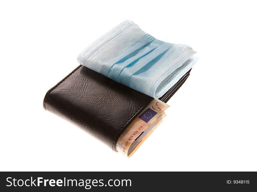 Leather wallet with protective mask. Leather wallet with protective mask