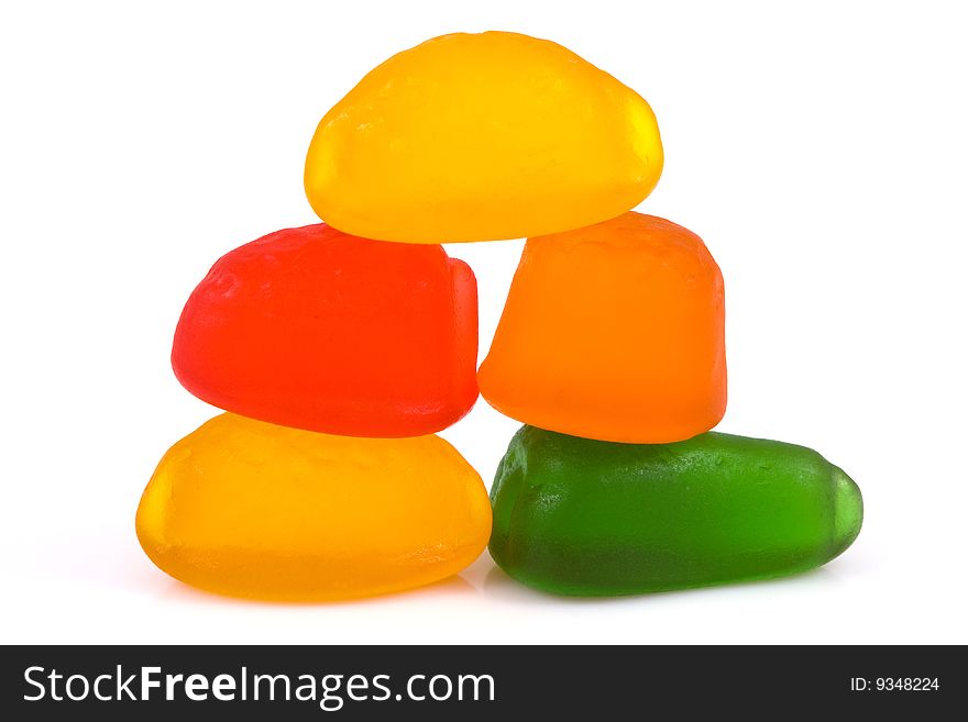 Jelly candies isolated on a white