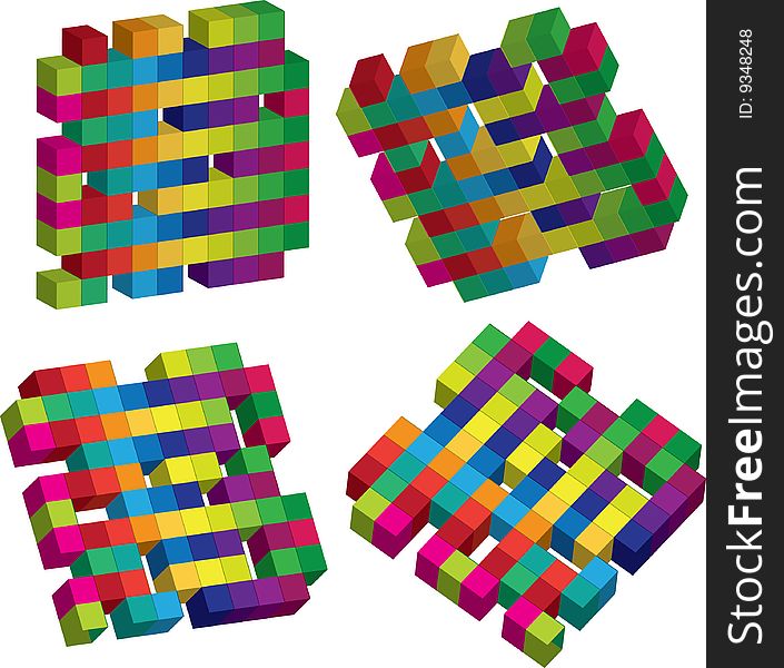 The vector illustration contains the image of cubes