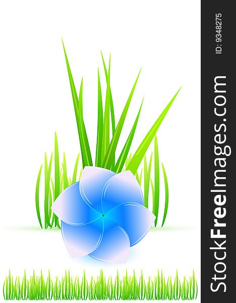 Blue flower and grass. Abstract background. Vector. Blue flower and grass. Abstract background. Vector