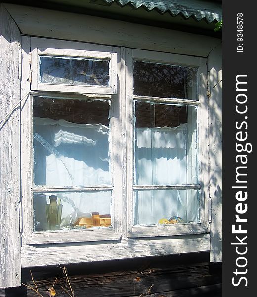 Old wooden barn window
