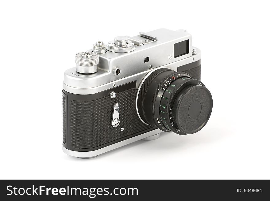 Vintage camera over pure white background. Vintage camera over pure white background