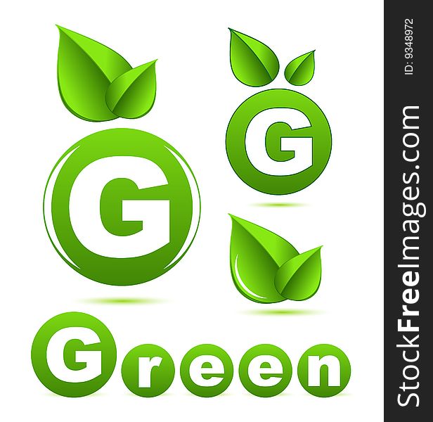 Green icon set. Vector illustration. Green icon set. Vector illustration