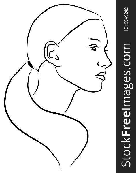 Illustration of a hand drawn young woman's profile, in outlines. Illustration of a hand drawn young woman's profile, in outlines.