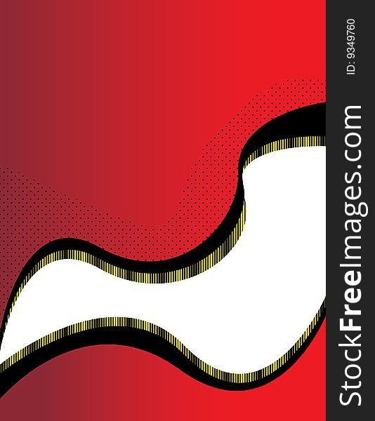 Curved red shapes are featured in an abstract background illustration with space for text. Curved red shapes are featured in an abstract background illustration with space for text.