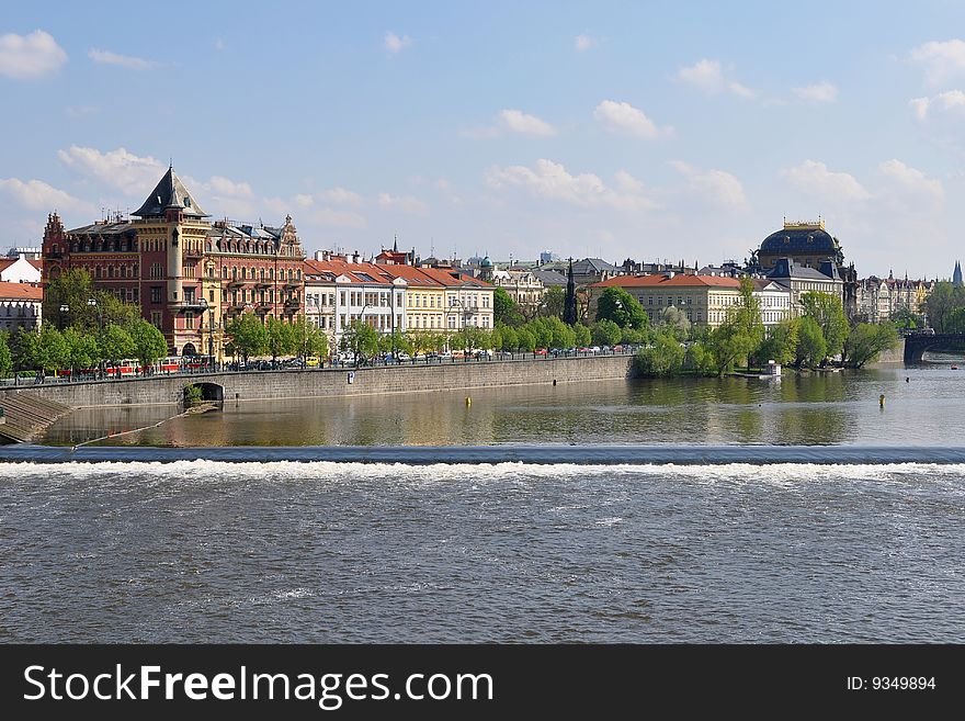 View across to prague with river vltava. View across to prague with river vltava