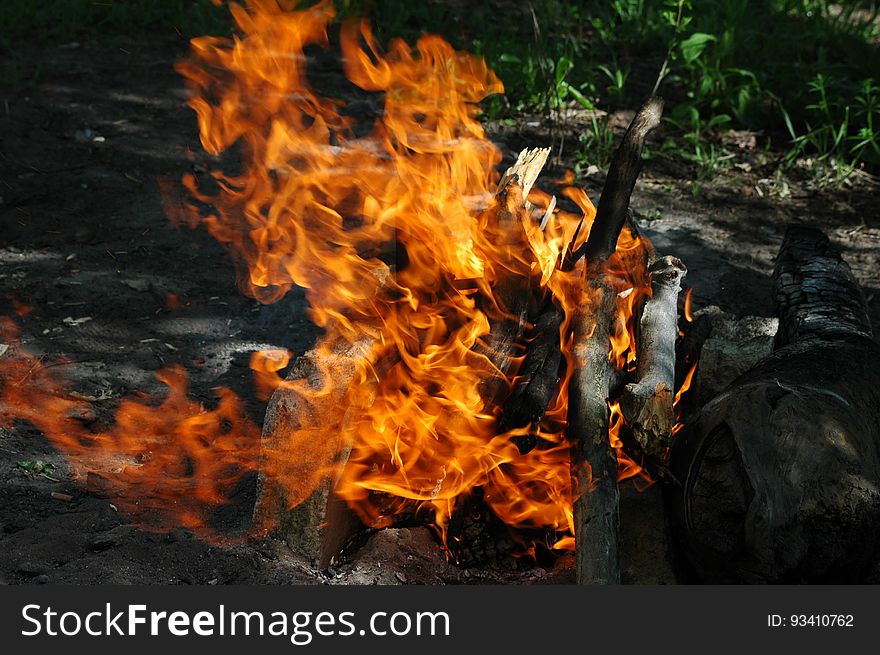 Flames Power Burn Fire On Nature