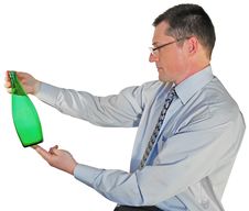 Portrait Of Man In Glasses With A Bottle Stock Photos Portrait Of Man In Glasses With A Bottle Stock Photos