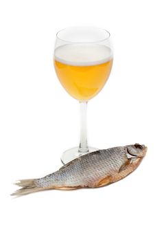 Goblet Beer And Dried Fish Royalty Free Stock Photos