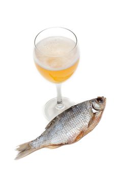 Goblet Beer And Dried Fish Stock Image