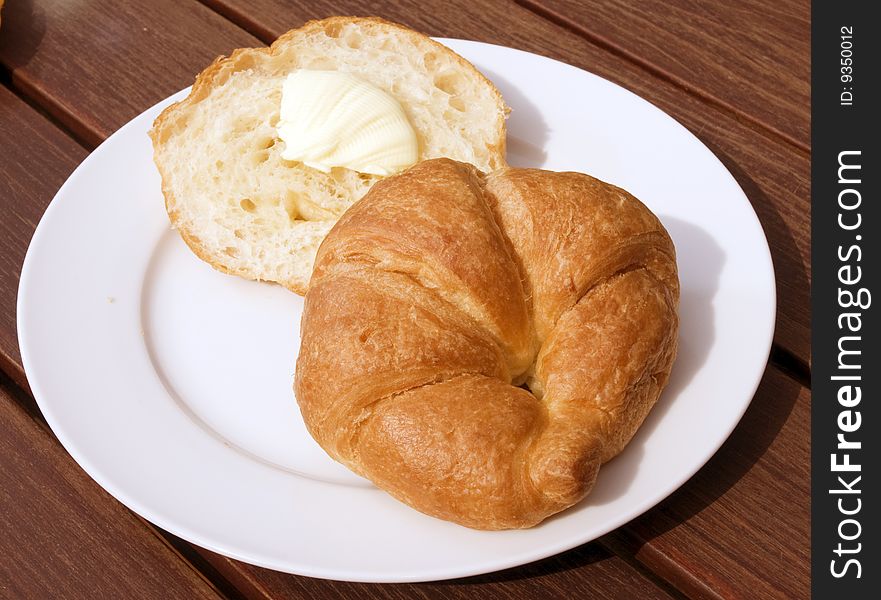 Croissants on a table wooden background