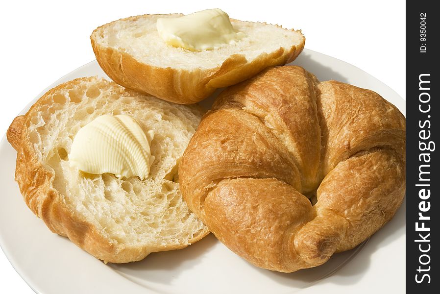 Croissants on a table white background