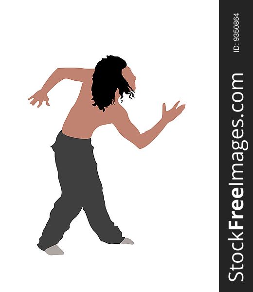 Dancing young fellow on isolated background