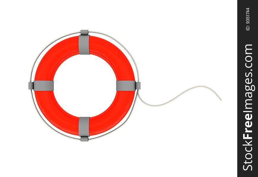 3d illustration of red rescue circle isolated over white background