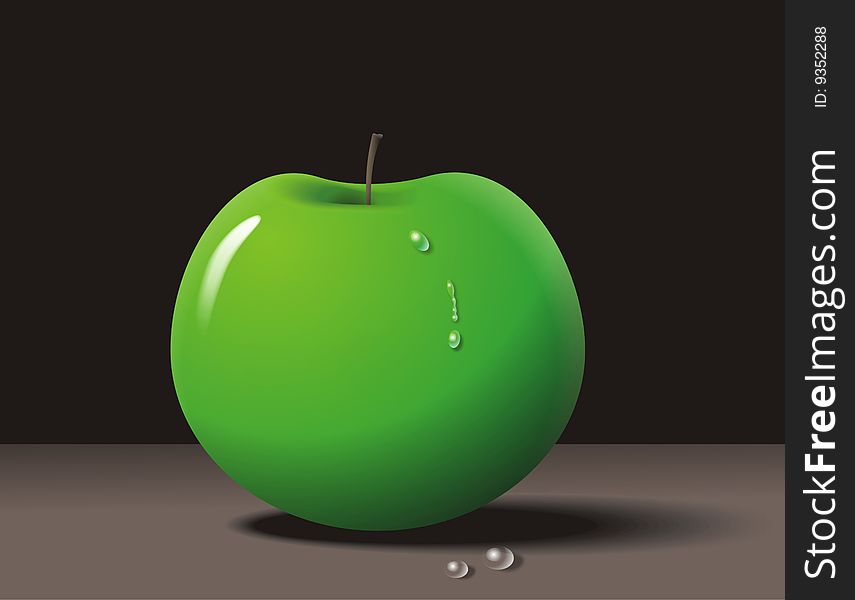 Vector image of the green apple