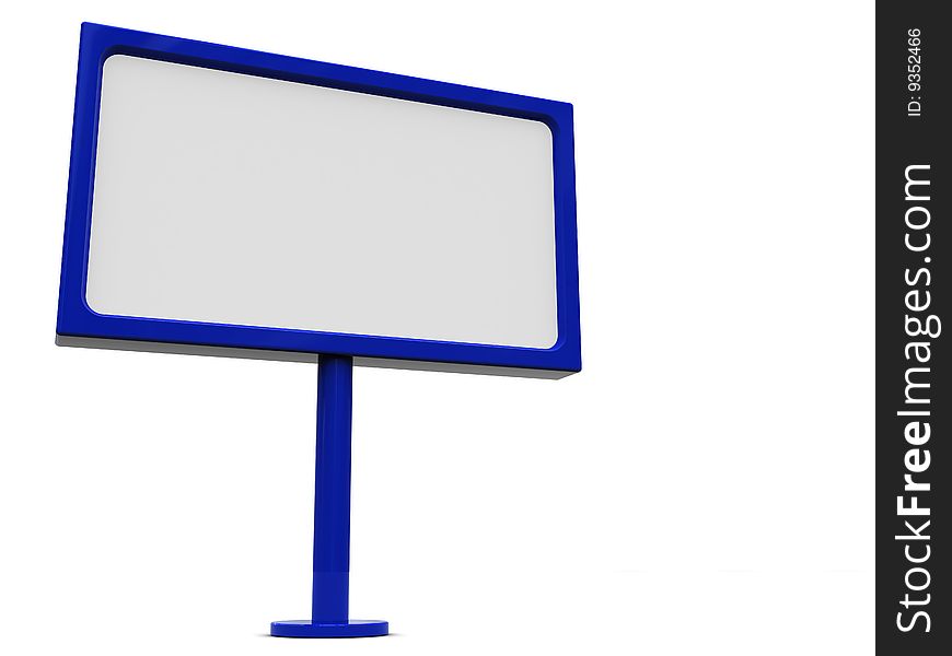 3d illustration of blue plastic billboard over white background. 3d illustration of blue plastic billboard over white background