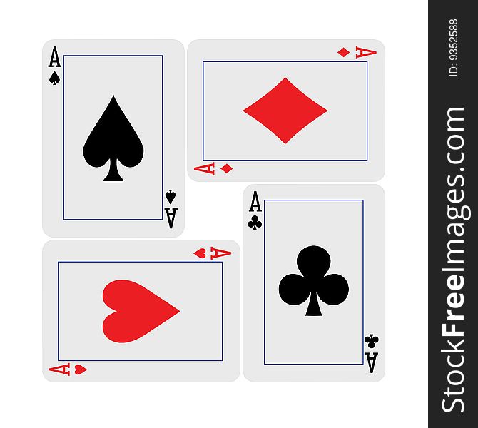 Aces hand square four playing cards. Aces hand square four playing cards