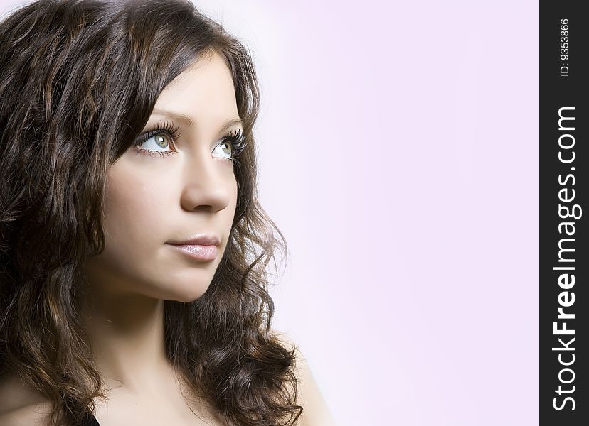 Beautiful fresh brunette portrait in studio shot