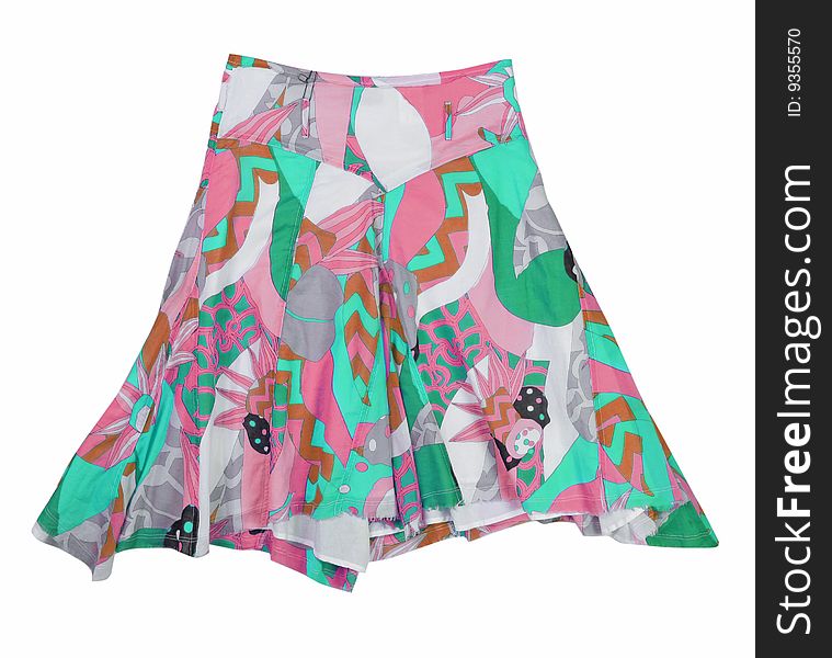 Woman fashion isolated green pink skirt