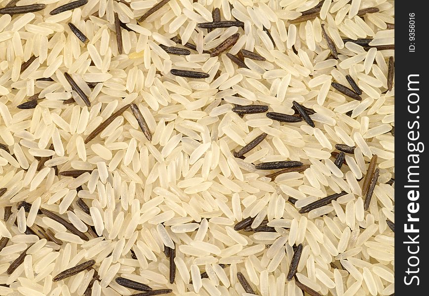 Wild rice with steamed rice as organic background