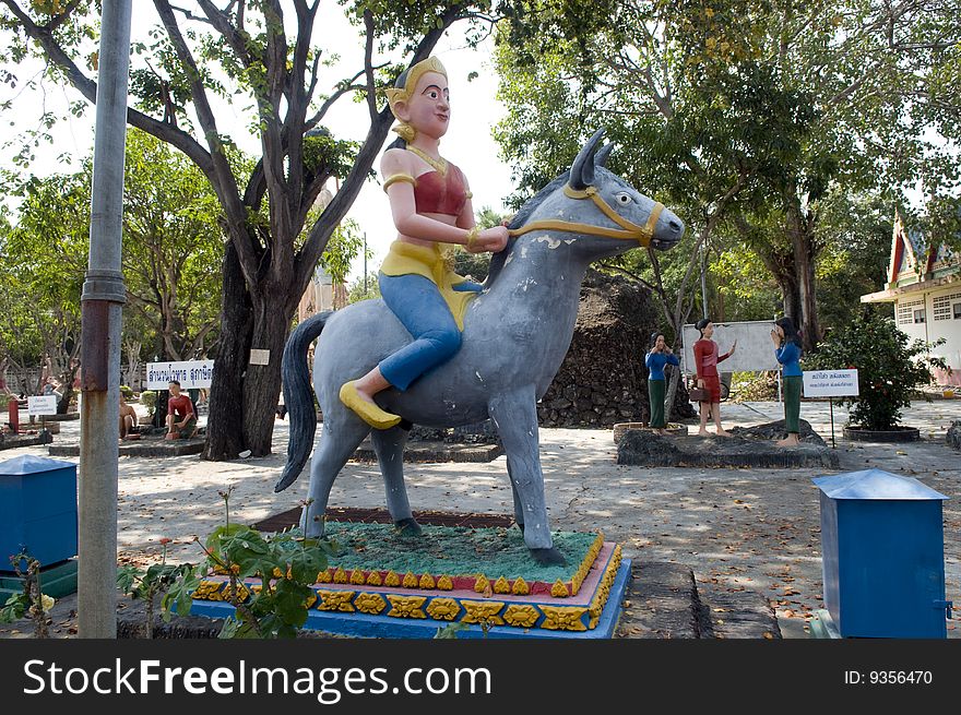 Year of a horses. The Chinese calendar. A sculpture in paradise and hell temple. Thailand. Year of a horses. The Chinese calendar. A sculpture in paradise and hell temple. Thailand.