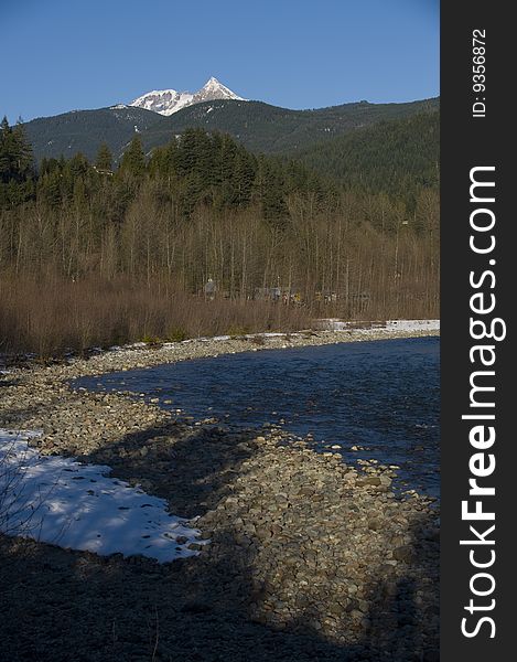 Mamquam River With Garibaldi Mountain