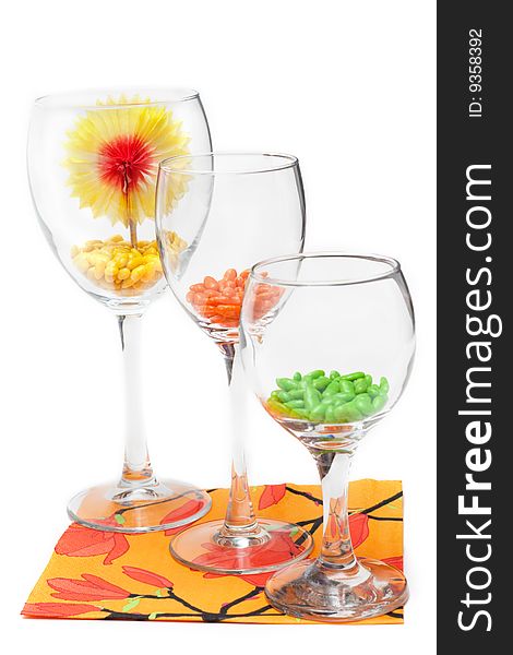 Three Glasses With Colour Sweetmeat