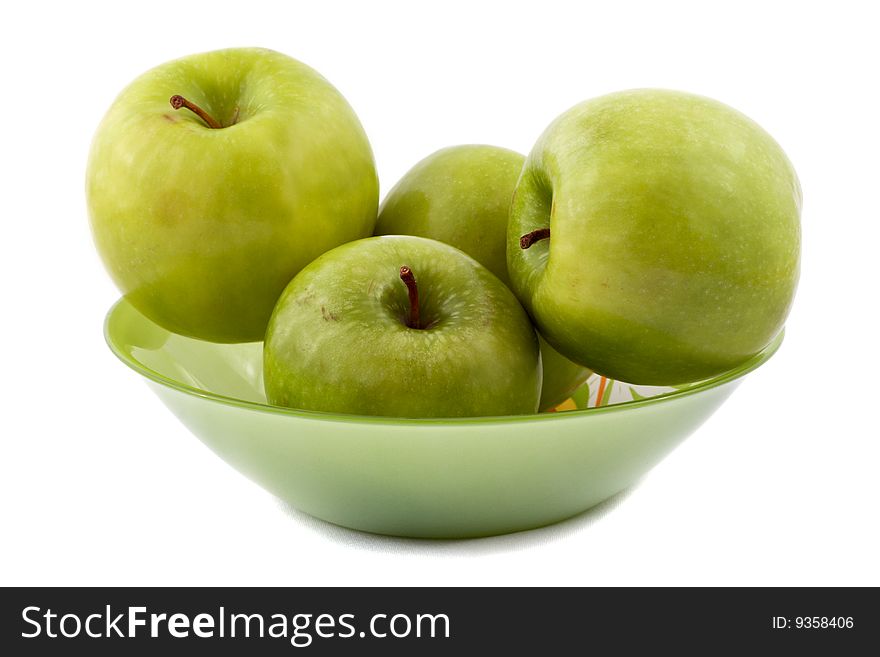 Green apples isolated on white background