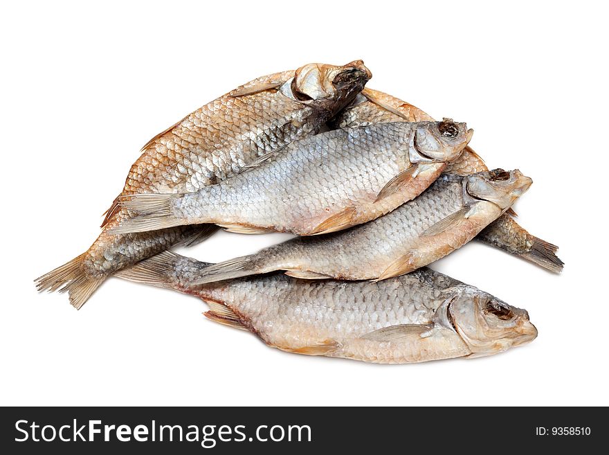 Dried fish, roech insulated on white background. Dried fish, roech insulated on white background