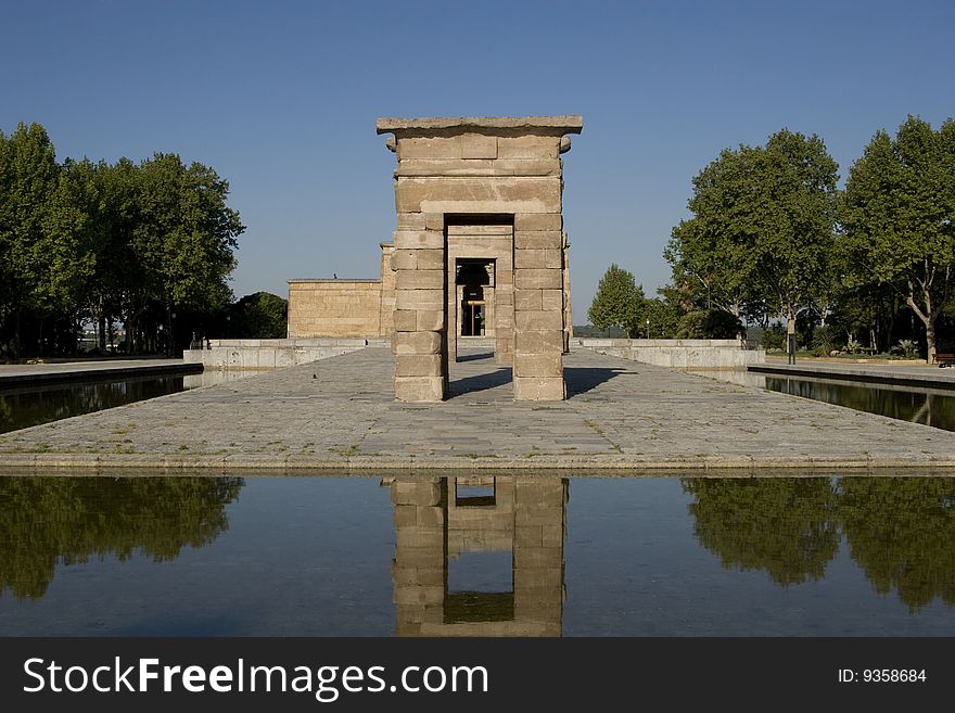 The ancient agyptian Temple of Debod in Madrid in Spain