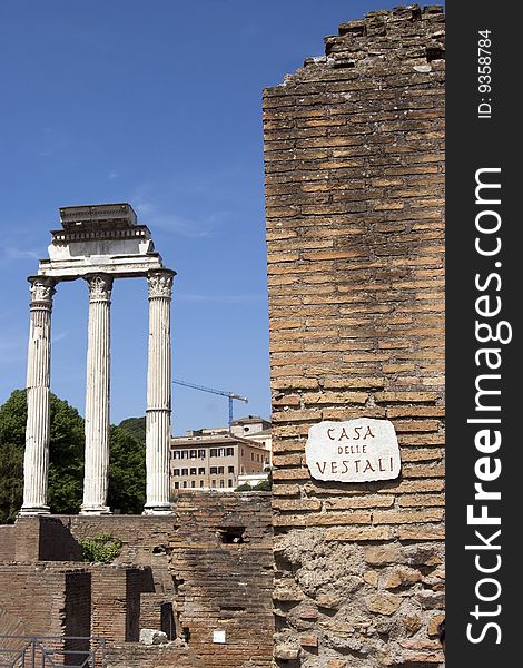 View of the ancient Forum Romanum in Rom in Italy