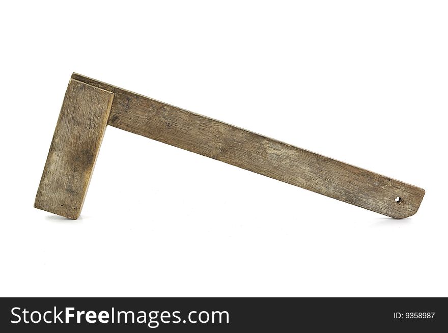 Old wooden carpenter square isolated on a white background