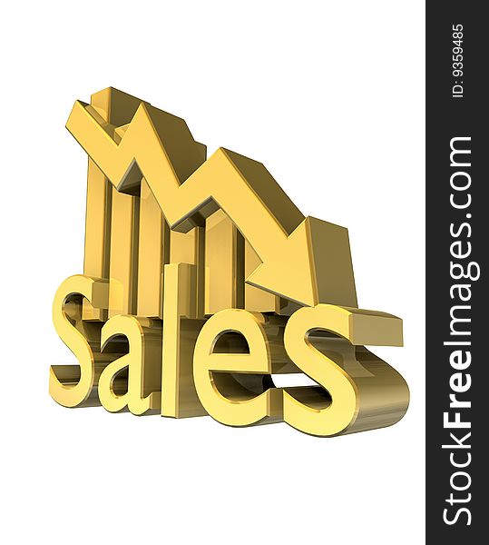 Sales Statistics Graphic In Gold