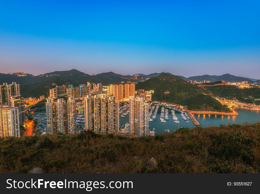 Aberdeen Typhoon Shelters View At Yuk Kwai Shan &x28;mount Johnston&x29;