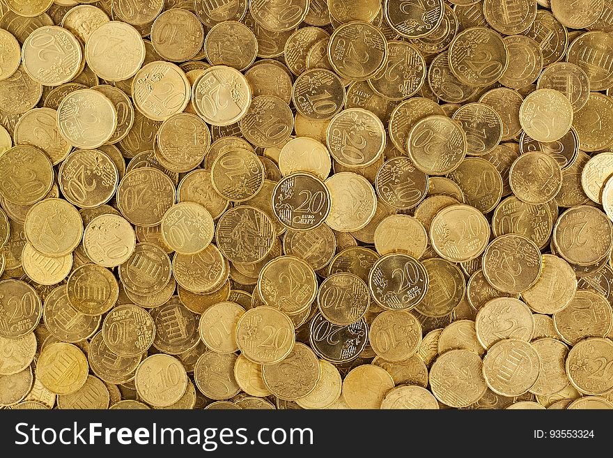 Pile of Gold Round Coins