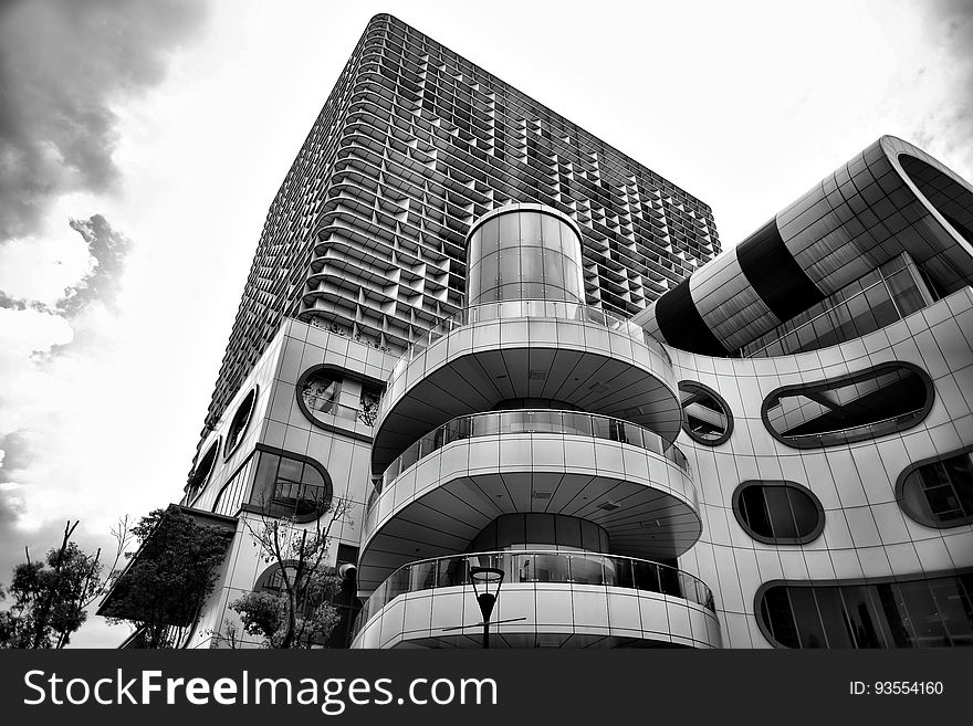 Architectural Grayscale Photography of Building
