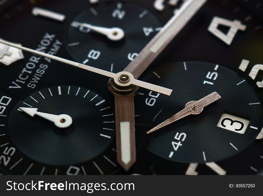A close up of an analog men's watch. A close up of an analog men's watch.