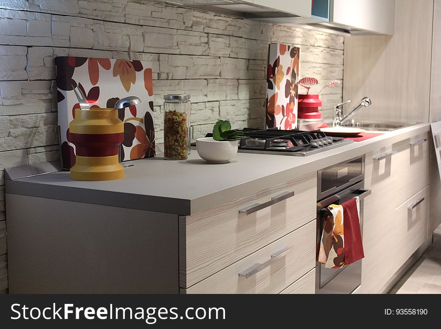 Kitchen cabinets in a contemporary kitchen. Kitchen cabinets in a contemporary kitchen.