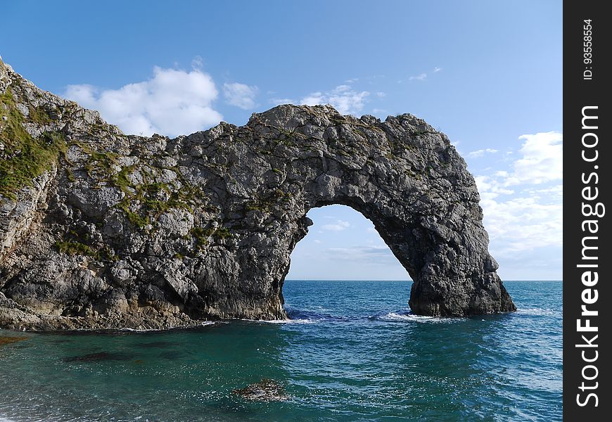 The Durdle Door, a natural limestone arch on the Jurassic Coast in Dorset, England.