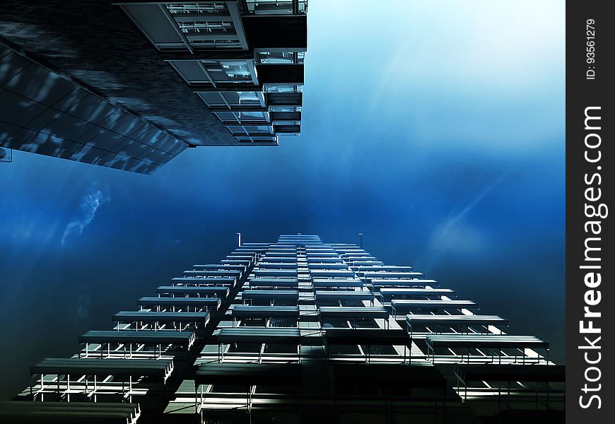 A futuristic photo of skyscrapers in a deep water. A futuristic photo of skyscrapers in a deep water.