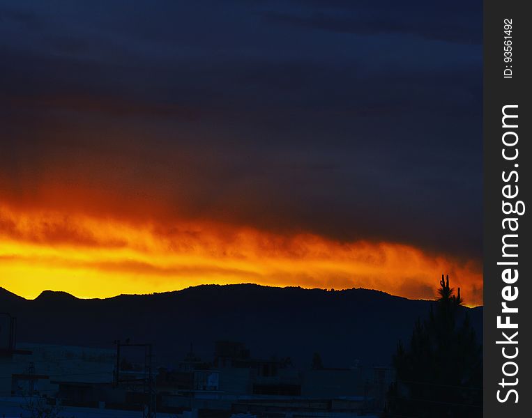 Silhouette of a mountain at dusk. Silhouette of a mountain at dusk.