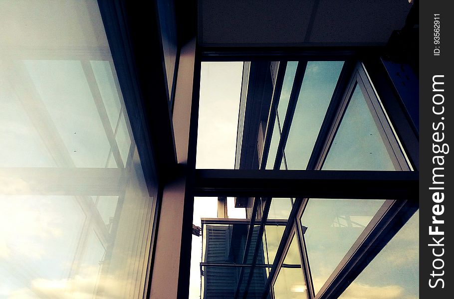 Sunshine through opaque windows in contemporary building. Sunshine through opaque windows in contemporary building.