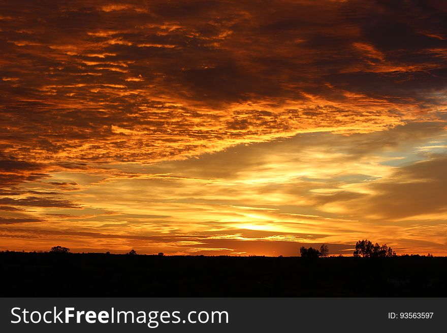 Sky, Afterglow, Red Sky At Morning, Horizon