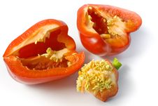 The Red Pepper Cut On Two Halves Royalty Free Stock Image The Red Pepper Cut On Two Halves Royalty Free Stock Image