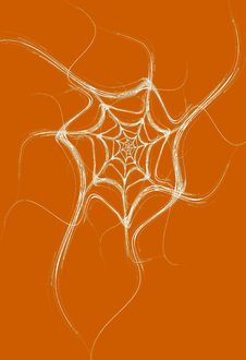 White Fractal Spider Web On An Orange Background Stock Image
